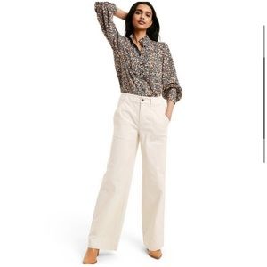 Nili Lotan X Target Cream High Rise Wide Leg Cargo Pants Size 4